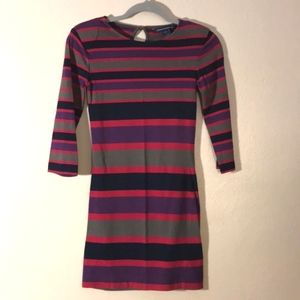 French Connection striped bodycon dress Nordstrom black purple pink S